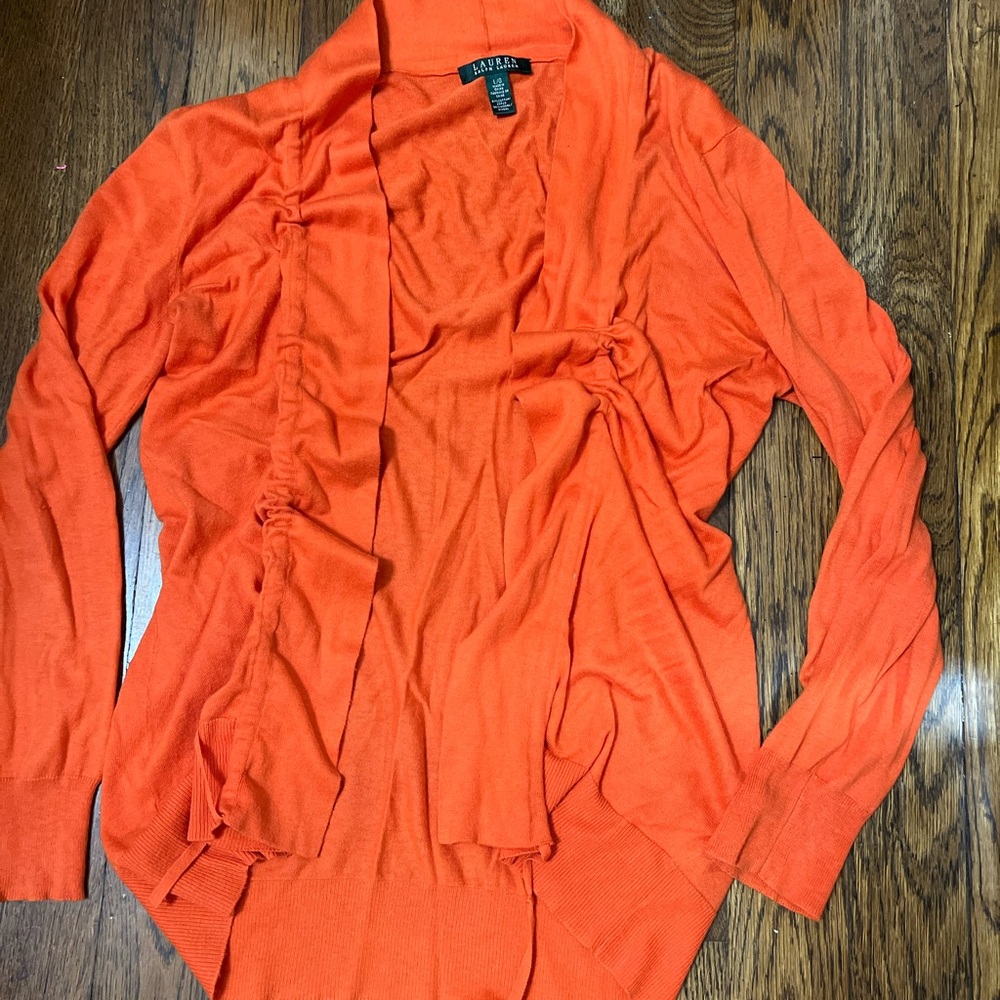Ralph Lauren Bright Coral Open Cardigan